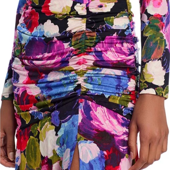 Aqua Pink and Blue Long Sleeve Bodycon Dress for Weddings - Picture 2 of 8